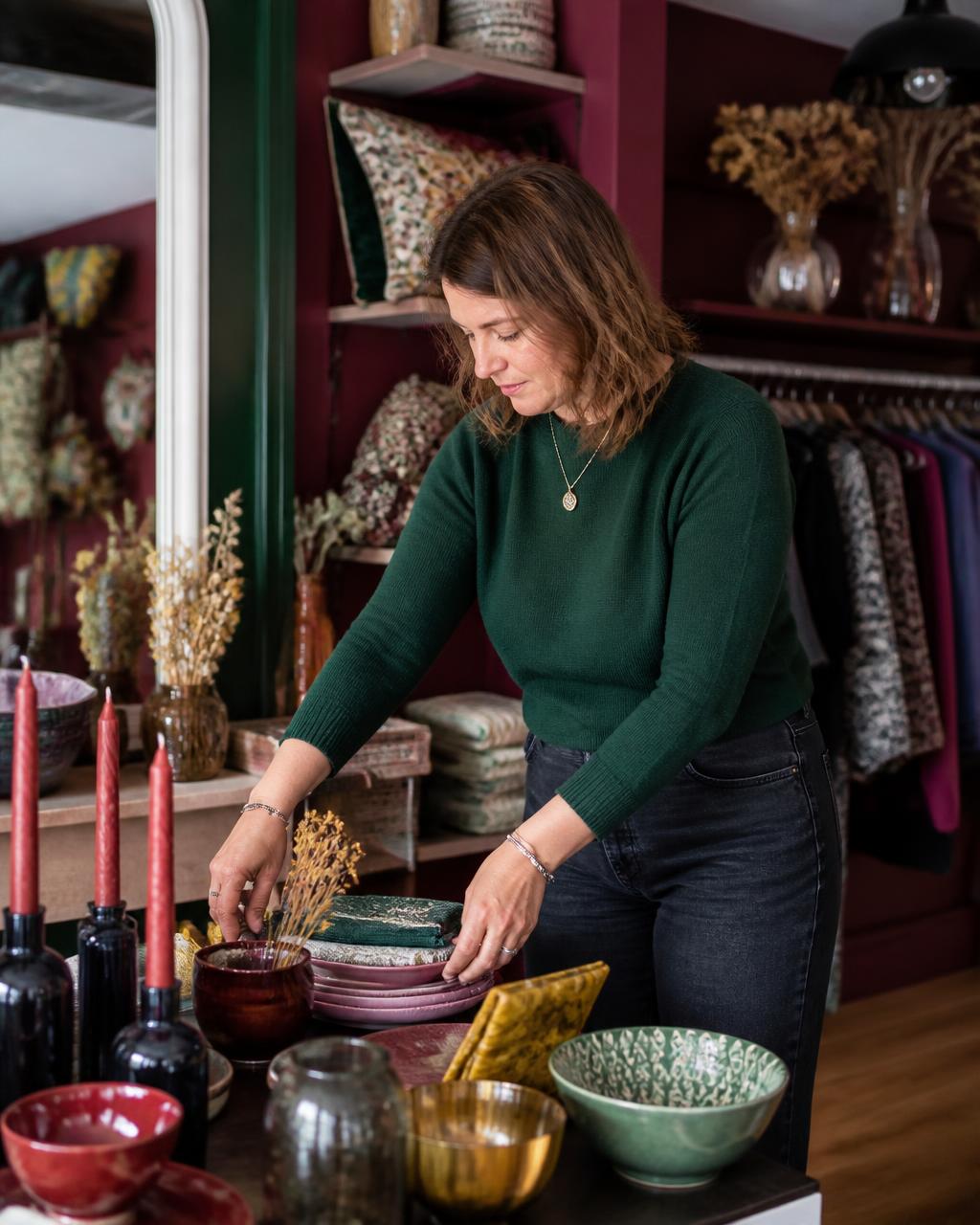 Commerçante dans sa boutique de vêtements