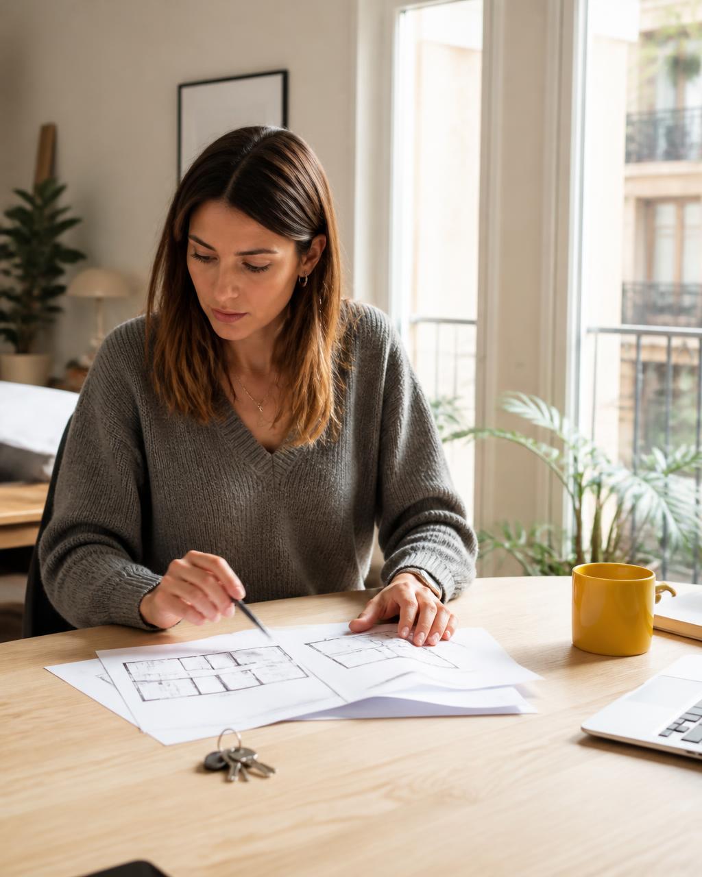 Investisseur immobilier étudiant un dossier de gestion locative